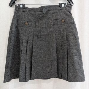 Preppy Plaid Pleated Mini Skirt Size 6 Old Money Dark Academia Crest Buttons NWT